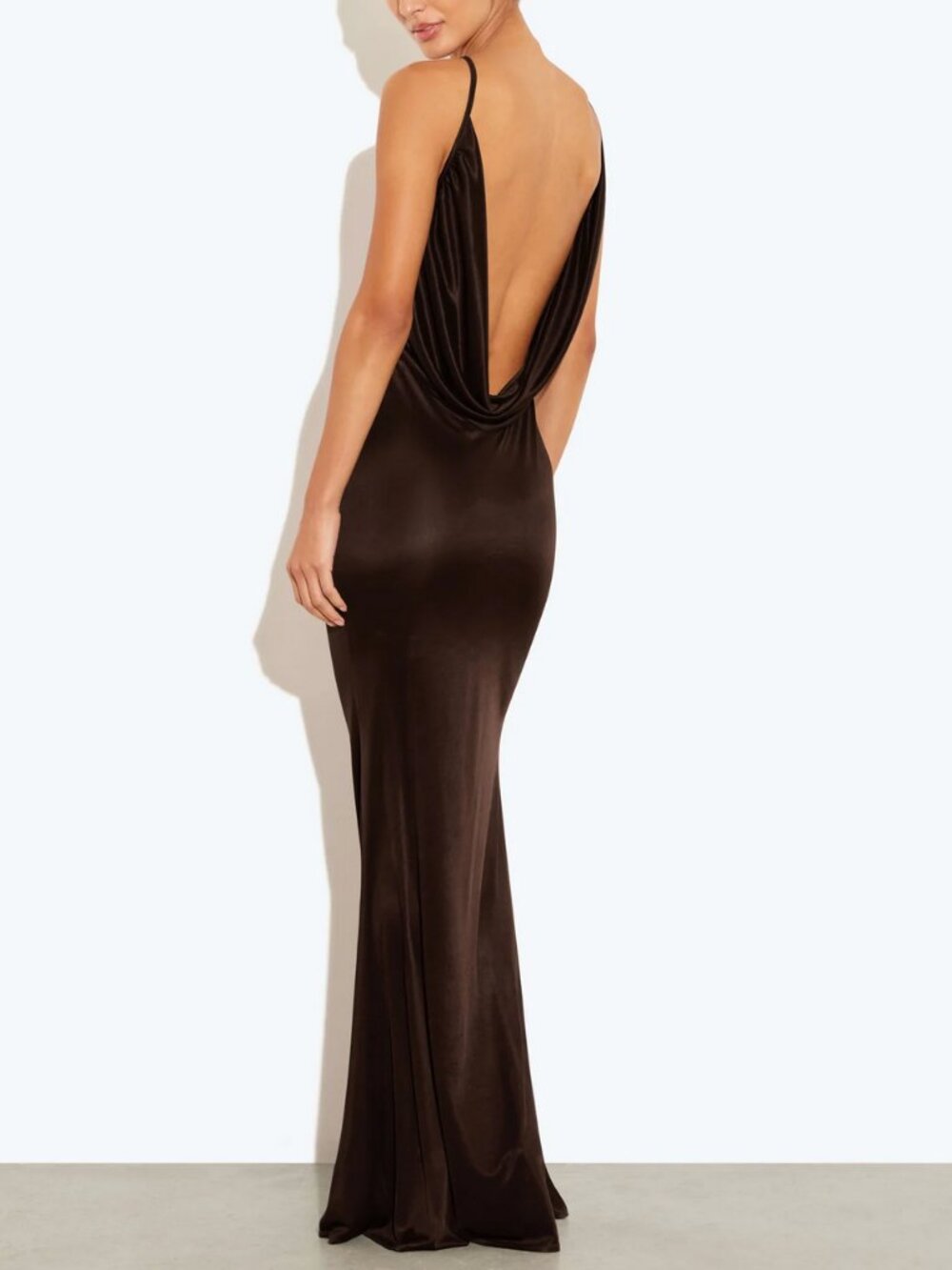 NWT Rat & Boa Chocolate Brown Satin Maxi Dress - Picture 5 of 11